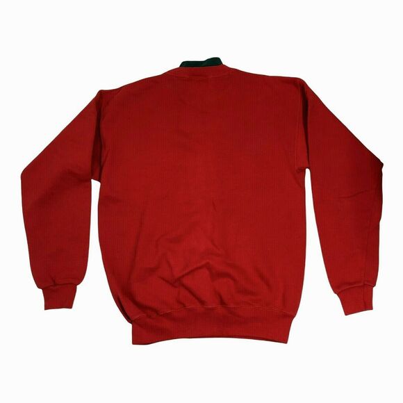 Vintage Christmas Red Mock Neck Sweatshirt Ugly Christmas Teddy Bear Made in USA - Picture 2 of 7